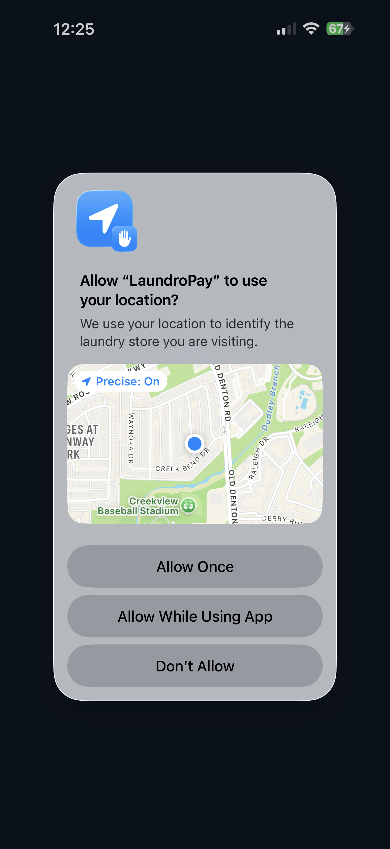 LaundroEpay location access screen